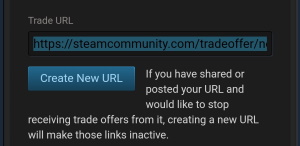 Mobilde yeni Steam Ticaret URL oluşturma sayfası